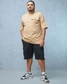 Shop Men's Black Plus Size Cargo Shorts-Full