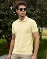 Shop Men's Pale Yellow Polo T-shirt-Front