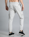 Shop Men's Pastel Grey Slim Fit Cargo Joggers-Full