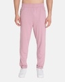 Shop Men's Pastel Pink Track Pants-Front