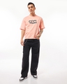 Shop Men's Peach Vibin Graphic Printed Oversized Acid Wash  T-shirt