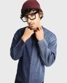 Shop Men's Peagant Blue Color Block Oversized Sweater-Front