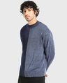 Shop Men's Peagant Blue Color Block Oversized Sweater-Design