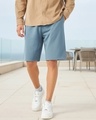 Shop Men's Petrol Blue Oversized Shorts-Front