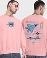 Shop Men's Pink Airborne Fleet Graphic Printed Oversized Sweatshirt-Front