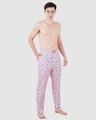 Shop Men's Pink All Over Cactus Printed Cotton Pyjamas-Full