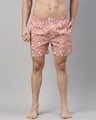 Shop Men's Pink All Over Floral Printed Cotton Boxers-Front