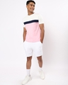 Shop Men's Pink and White Color Block Henley T-shirt-Full