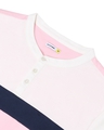 Shop Men's Pink and White Color Block Henley T-shirt