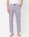 Shop Men's Pink & Blue Striped Cotton Lounge Pants-Front