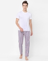 Shop Men's Pink & Blue Striped Cotton Lounge Pants