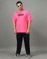 Shop Men's Pink Chaos Typography Oversized Plus Size T-shirt-Full