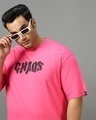 Shop Men's Pink Chaos Typography Oversized Plus Size T-shirt