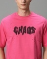 Shop Men's Pink Chaos Graphic Printed Oversized T-shirt