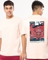 Shop Men's Pink Chibi Iron Back Graphic Printed Oversized T-shirt-Front