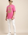 Shop Men's Pink Choose Happiness Typography Oversized T-shirt