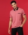 Shop Men's Pink Cotton Polo T-shirt-Front