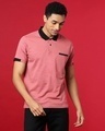 Shop Men's Pink Cotton Polo T-shirt-Full