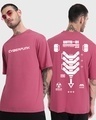 Shop Men's Pink Cyberpunk Graphic Printed Oversized T-shirt-Front