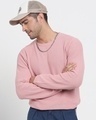 Shop Men's Pink Flat Knit Sweater-Front