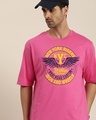 Shop Men's Pink Graphic Printed Oversized T-shirt-Front