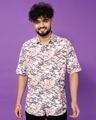 Shop Men's Pink & Grey Corduroy All Over Printed Relaxed Fit Shirt-Front