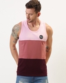 Shop Men's Pink & Maroon Color Block Vest-Front