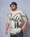 Shop Men's Gardenia Mickey Graphic Printed Oversized Plus Size T-shirt-Front
