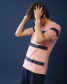 Shop Men's Pink & Navy Blue Striped Regular Fit T-shirt-Design