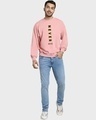 Shop Men's Pink Never Mind Typography Oversized Sweatshirt-Full