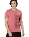 Shop Men's Pink Off Beat Typography Slim Fit T-shirt-Front