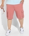 Shop Men's Pink Oversized Plus Size Cargo Shorts-Front