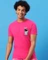 Shop Men's Pink Peace Out Astronaut T-shirt-Front