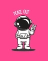 Shop Men's Pink Peace Out Astronaut T-shirt-Full