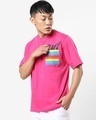 Shop Men's Pink Pocket Out Typography Oversized Fit T-shirt-Design