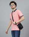 Shop Men's Pink Polo T-shirt-Front