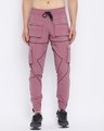 Shop Men's Pink Oversized Polyester Cargo Pocket Track Pants-Front