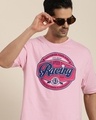 Shop Men's Pink Racing Typography Oversized T-shirt-Front