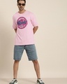 Shop Men's Pink Racing Typography Oversized T-shirt-Full