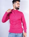 Shop Men's Pink Relaxed Fit Zipper Sweater-Front