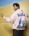 Shop Men's Pink Ricklaxation Graphic Printed Oversized Hoodies-Front