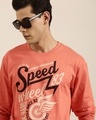 Shop Men's Pink Speed Typography Oversized T-shirt-Front
