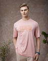 Shop Men's Pink Stay Wild Typography Oversized T-shirt-Front