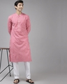 Shop Men's Pink Striped Cotton Kurta