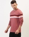 Shop Men's Pink Striped Slim Fit T-shirt