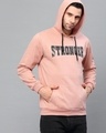 Shop Men's Pink Stronger Typography Slim Fit Hooded Sweatshirt-Front