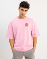 Shop Men's Pink Summer Essence Printed Oversized T-shirt-Front