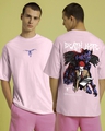 Shop Men's Pink The Ryuk Graphic Printed Oversized T-shirt-Front