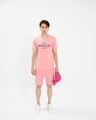 Shop Men's Pink Typography Cotton Co-ordinates-Front