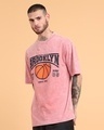 Shop Men's Pink Typography Oversized Acid Wash T-shirt-Design